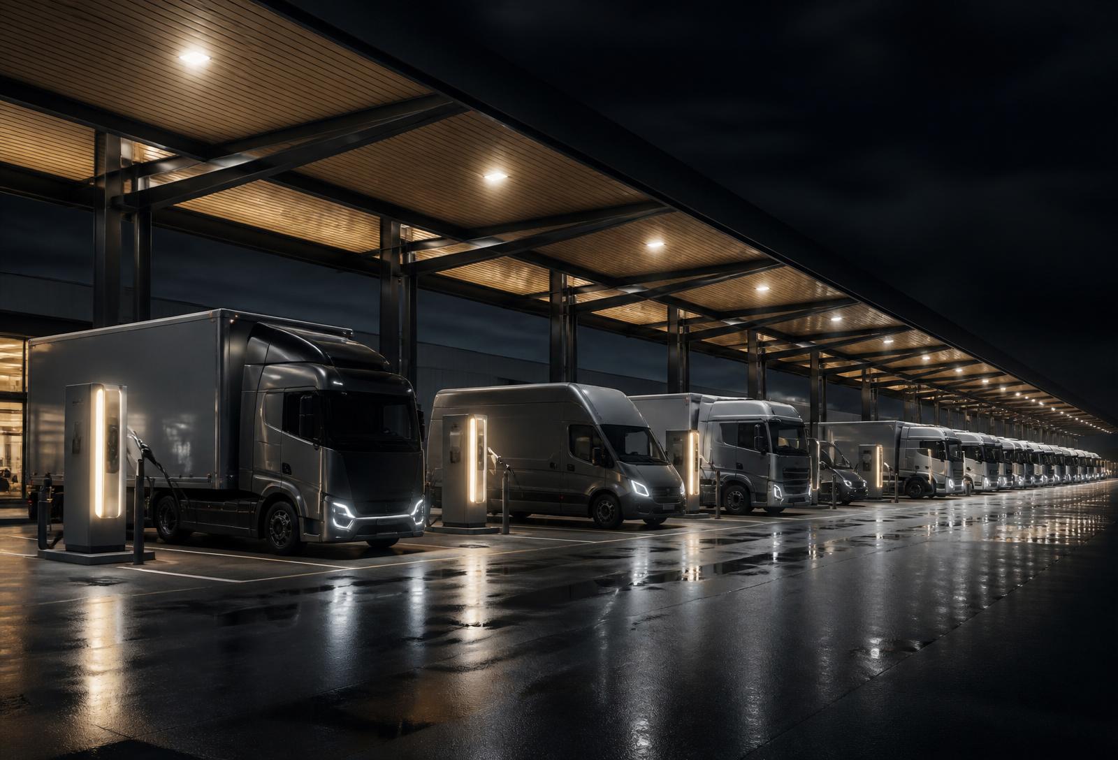 Fleet EV charging concept — Depot-scale infrastructure.